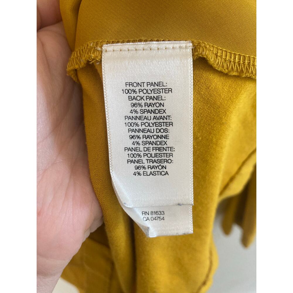 Kenneth Cole Mustard Yellow Silky Satin New York Cowl Neck Blouse M - Picture 5 of 7